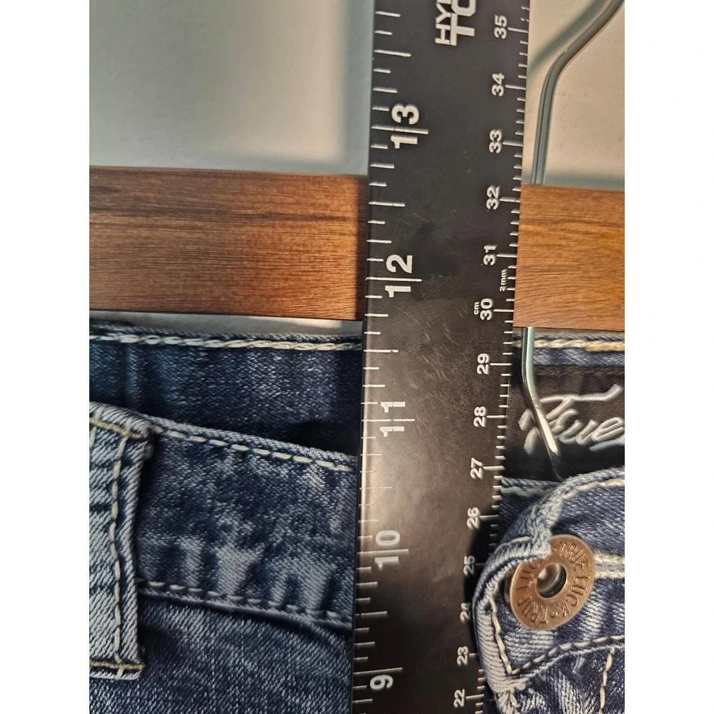 [Streetwear/Y2K] True Luck Jeans Mens 32x32 Blue Embroidered Pocket Straight